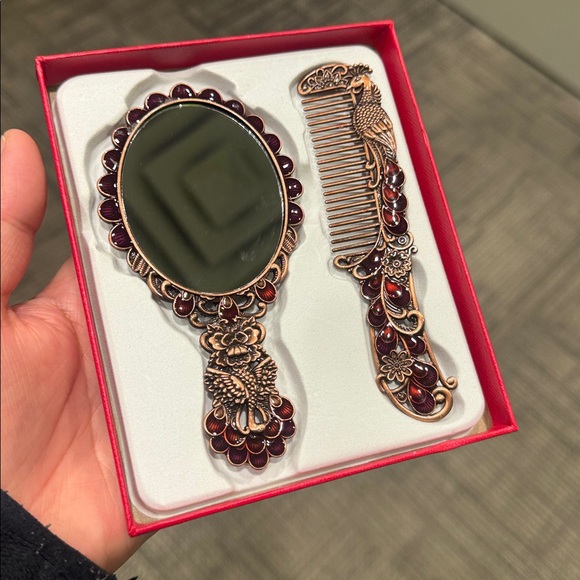 Accessories - Vintage Peacock Mirror and Comb Set